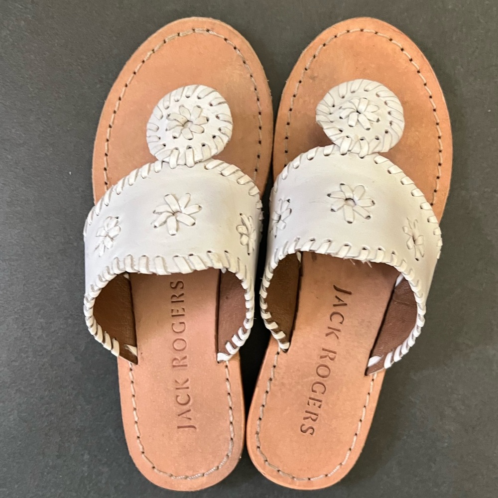 Jack Rogers girls sandals in light gray/ivory